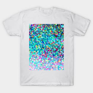 Aqua Blue Multicolored Abstract Art Shapes Pattern T-Shirt